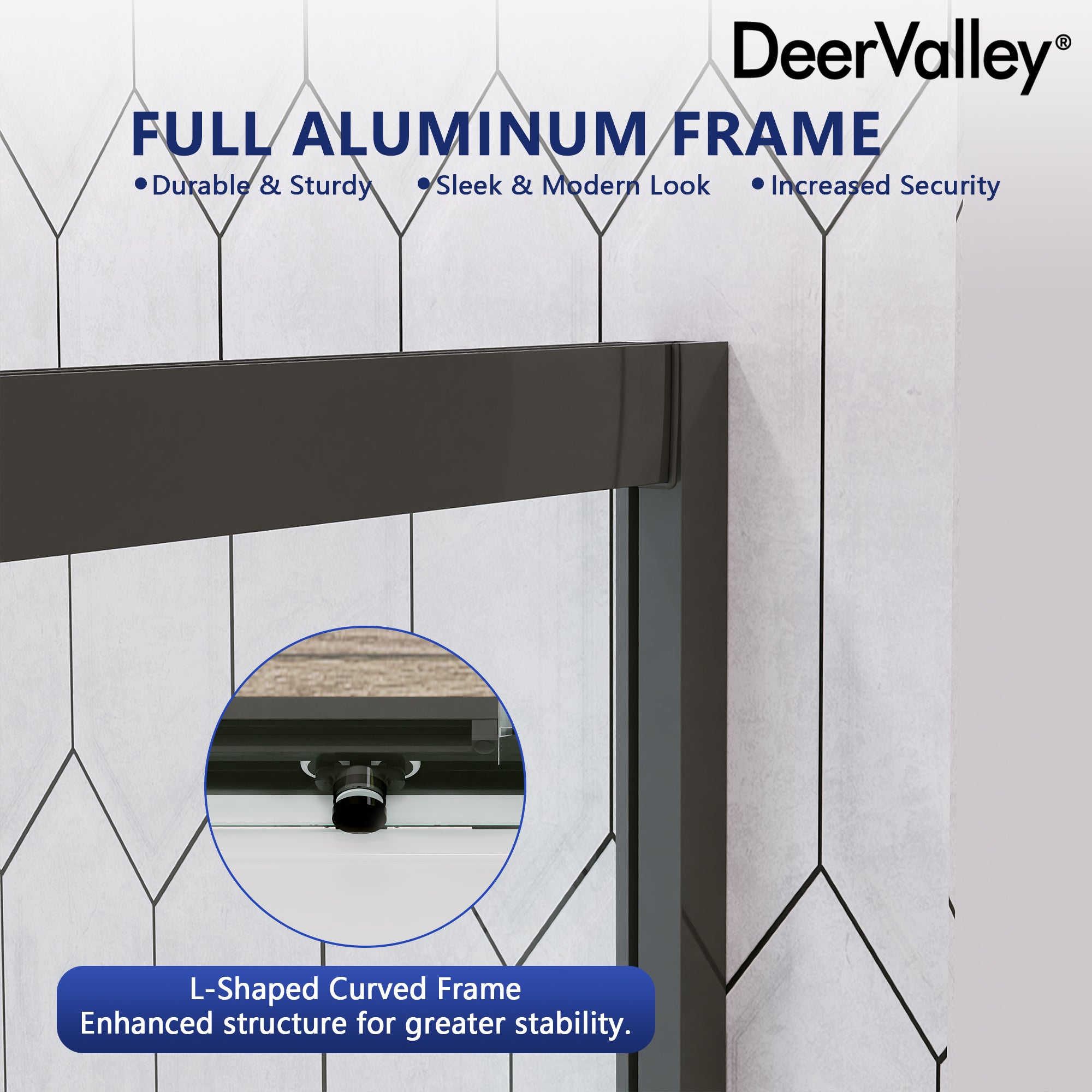 DeerValley DV-1SD0213B06 Corner Shower Enclosure, 34 in. D x 34 in. W x 72 in. H Double Sliding Corner Shower Door with 1/4 in. Tempered Glass, Sliding Shower Enclosure, Matte Black.
