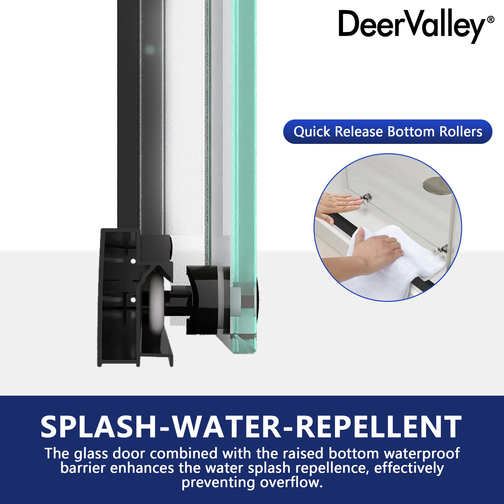 DeerValley DV-1SD0213B06 Corner Shower Enclosure, 34 in. D x 34 in. W x 72 in. H Double Sliding Corner Shower Door with 1/4 in. Tempered Glass, Sliding Shower Enclosure, Matte Black.