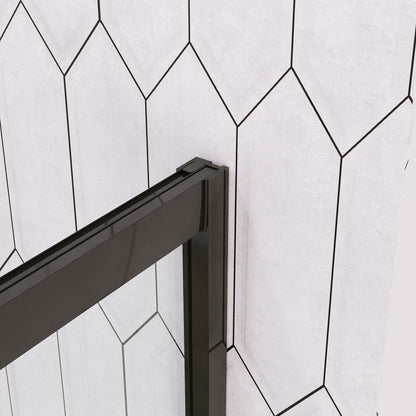 DeerValley DV-1SD0213B06 Corner Shower Enclosure, 34 in. D x 34 in. W x 72 in. H Double Sliding Corner Shower Door with 1/4 in. Tempered Glass, Sliding Shower Enclosure, Matte Black.