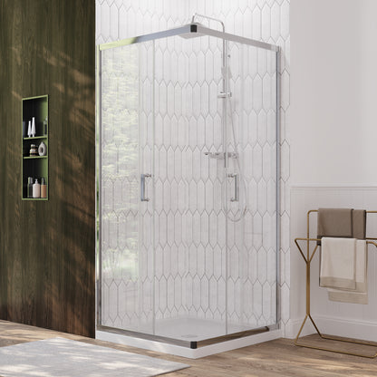 DeerValley DV-1SD0215 Sliding Shower Door, Tempered Glass & Quick-Release Rollers