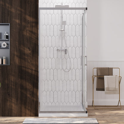DeerValley DV-1SD0215 Sliding Shower Door, Tempered Glass & Quick-Release Rollers