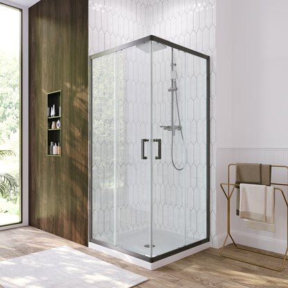 DeerValley DV-1SD0215B08 Corner Shower Enclosure,36 in.D x 36 in. W x 72 in. H Double Sliding Corner Shower Door with 5/16 in. Tempered Glass, Sliding Shower Enclosure, Matte Black