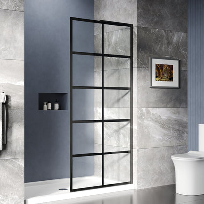 ALLY 36"/32" x 78" Single Fixed Glass Panel for Shower, Shower Door Clear Tempered Glass Framed