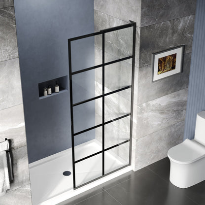 ALLY 36"/32" x 78" Single Fixed Glass Panel for Shower, Shower Door Clear Tempered Glass Framed