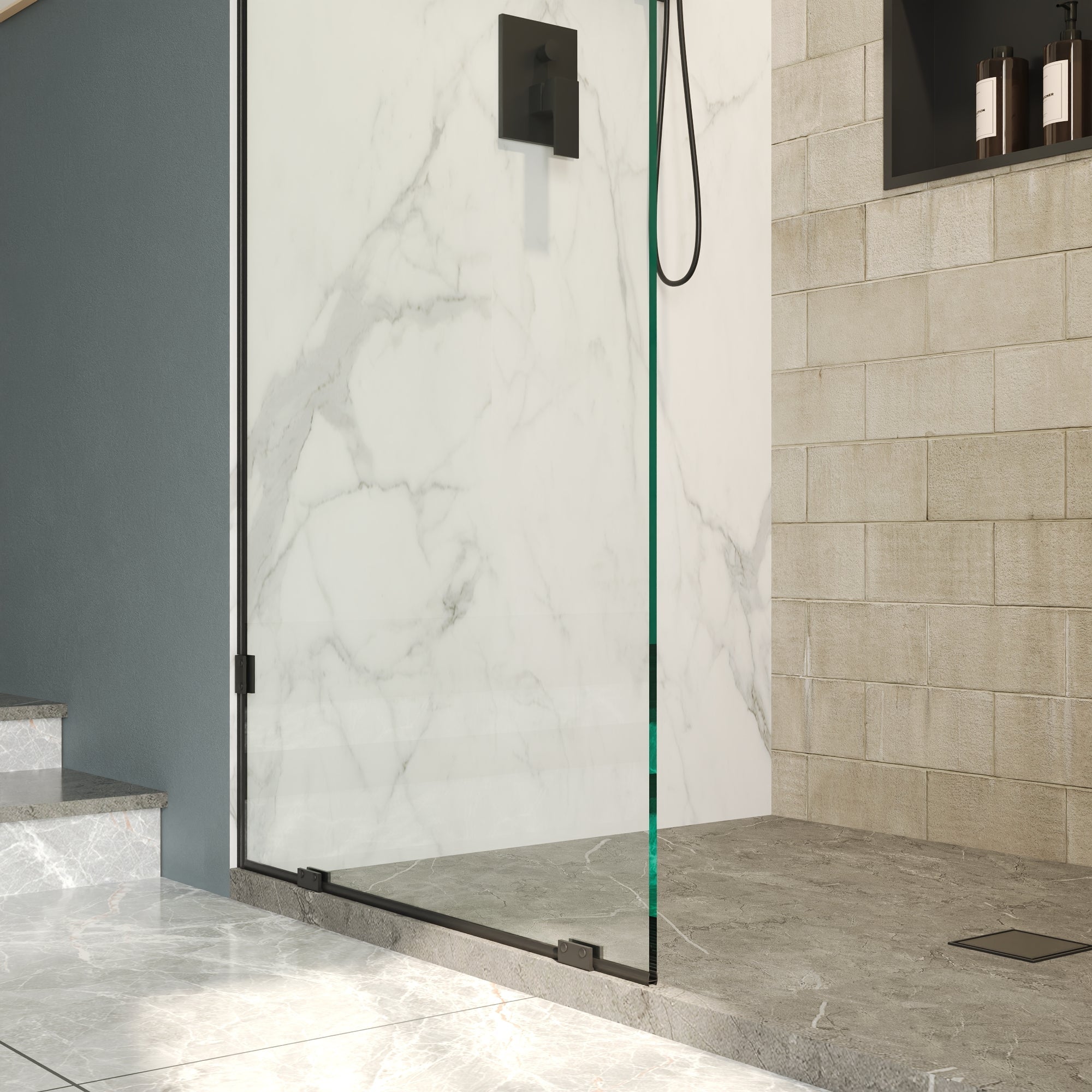 ALLY 32"x 78" Single Fixed Glass Panel for Shower, Thick Frameless Tempered Safety Glass Shower Door & Fixed Panel with Hardware