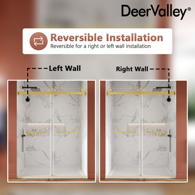 DeerValley DV-1SD052 60"x 76" Shower Enclosure Double Sliding Frameless