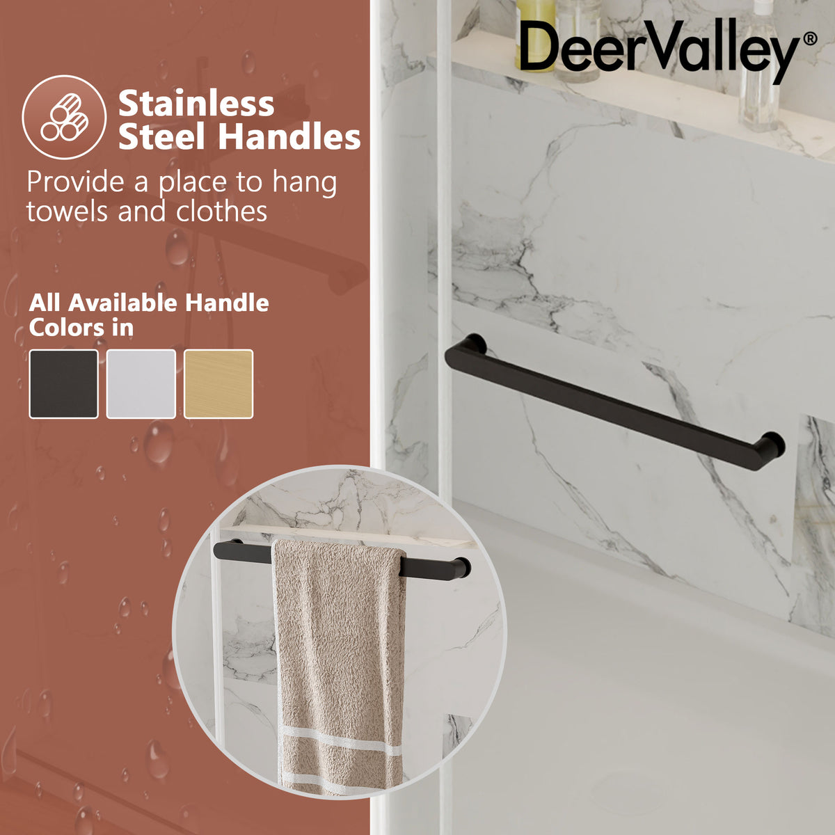 DeerValley DV-1SD056 60" x 76" Frameless Sliding Shower Door, 3/8" Clear Tempered Glass