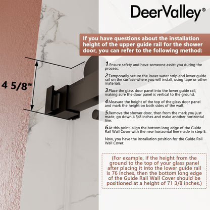 DeerValley DV-1SD056 60" x 76" Frameless Sliding Shower Door, 3/8" Clear Tempered Glass