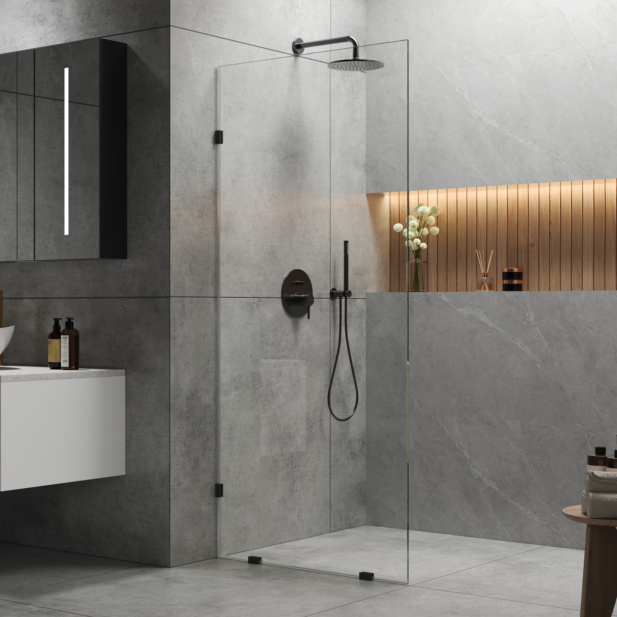DeerValley DV-1SD0401 Frameless Shower Door, Tempered Glass & Reversible Installation
