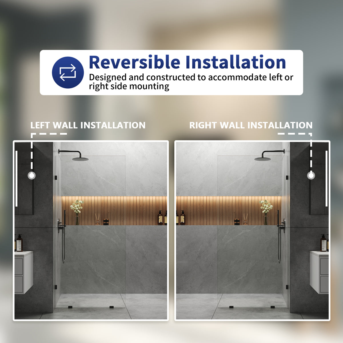 DeerValley DV-1SD0401 Frameless Shower Door, Tempered Glass & Reversible Installation