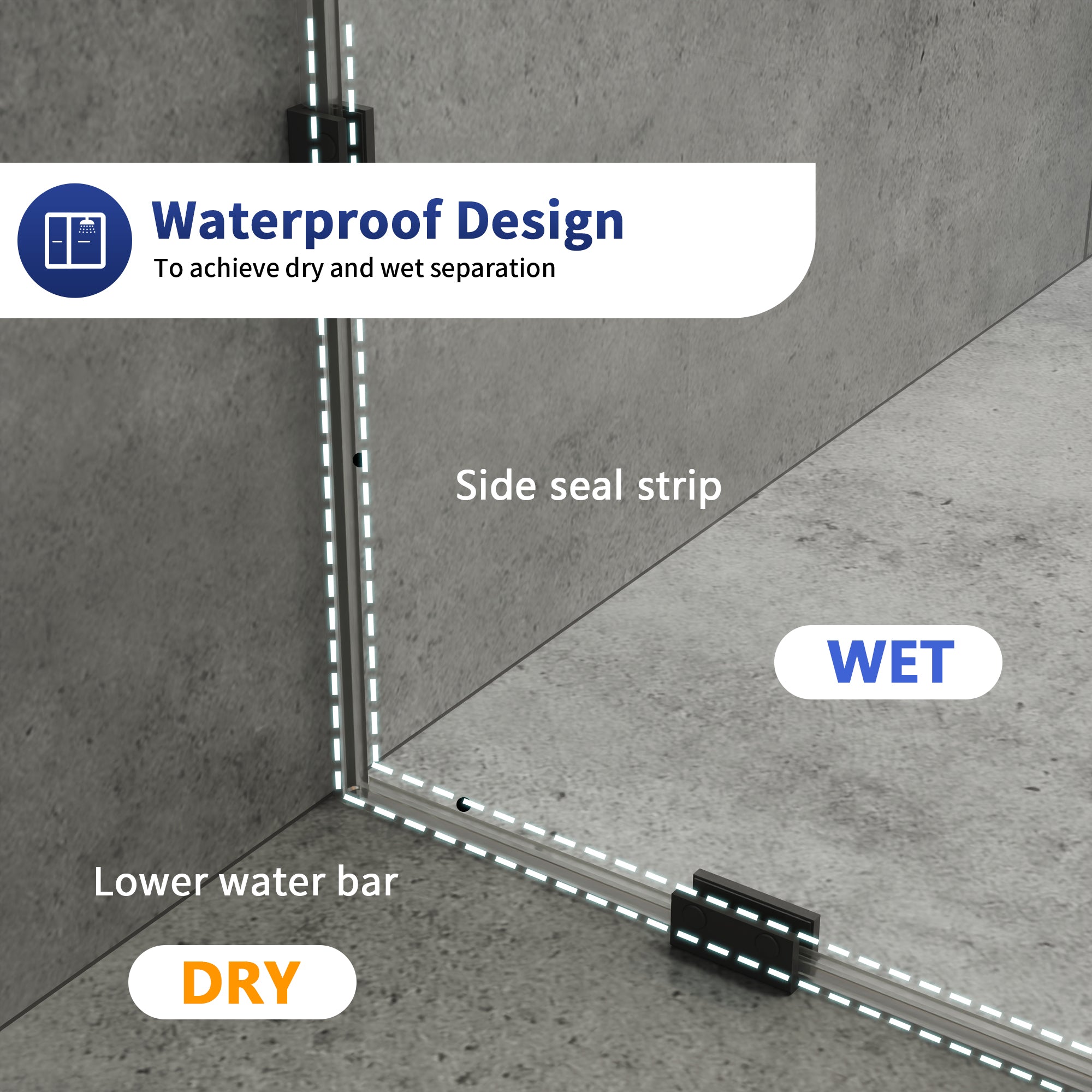 DeerValley DV-1SD0401 Frameless Shower Door, Tempered Glass & Reversible Installation