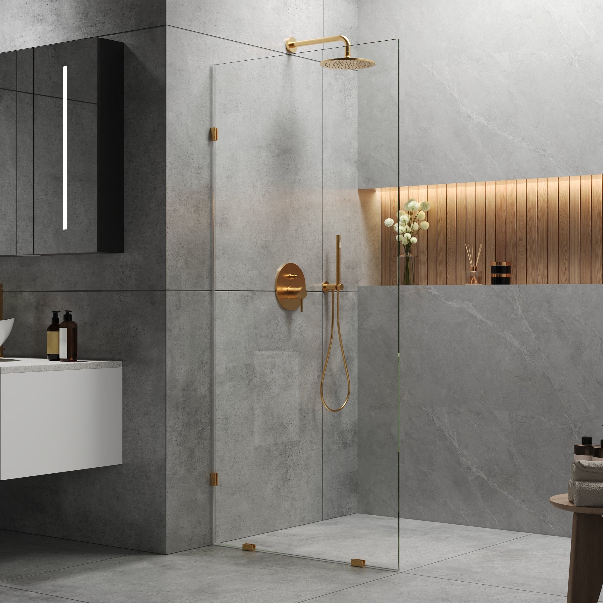 DeerValley DV-1SD0401 Frameless Shower Door, Tempered Glass & Reversible Installation