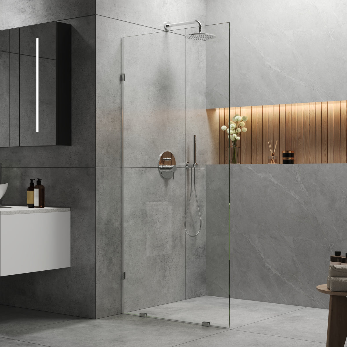 DeerValley DV-1SD0401 Frameless Shower Door, Tempered Glass & Reversible Installation
