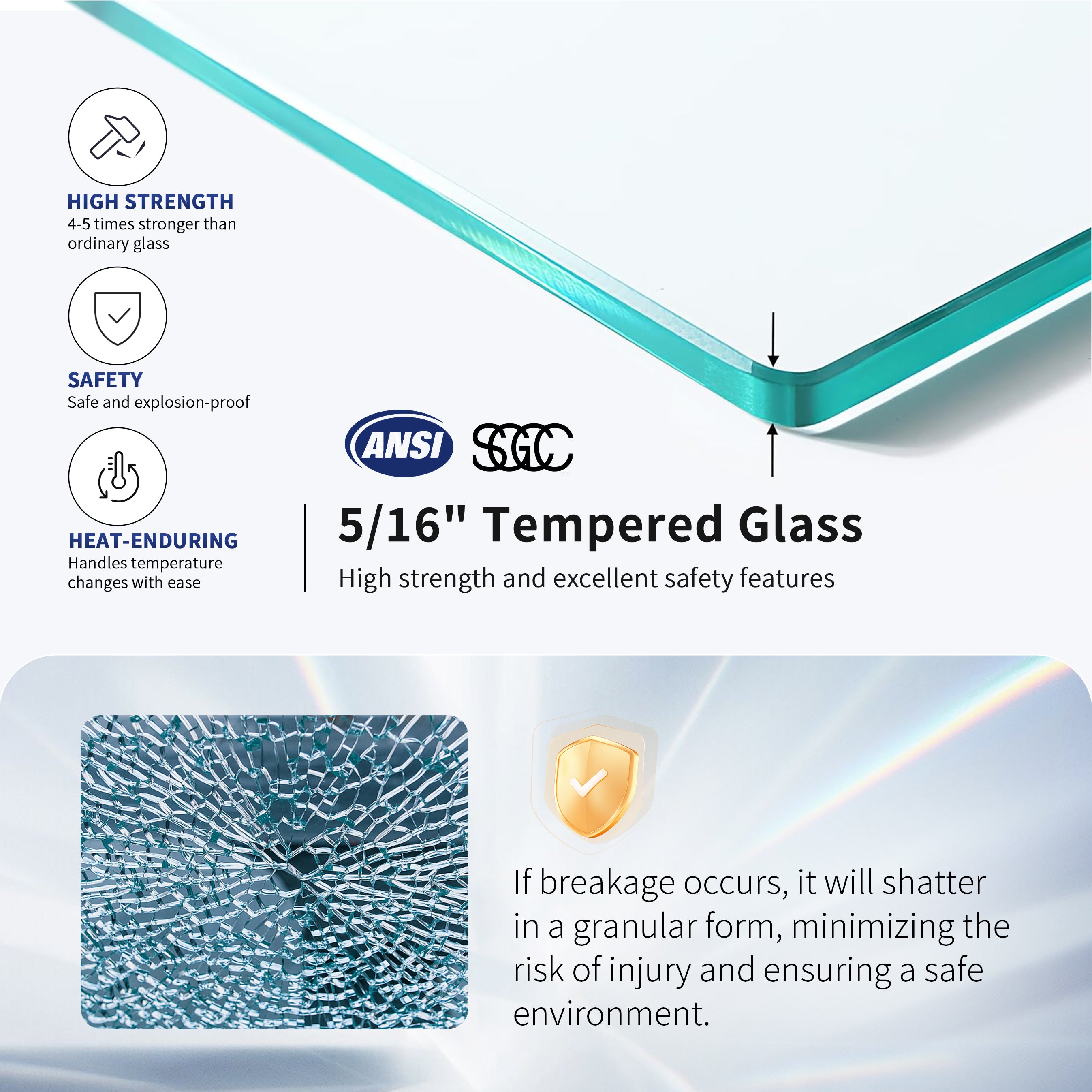 DeerValley DV-1SD0409B08 34" W x 74" H Fixed Glass Shower Screen, Bathroom Shower Glass Door with 5/16" Clear SGCC Tempered Glass Panel, Reversible Installation，Matte Black