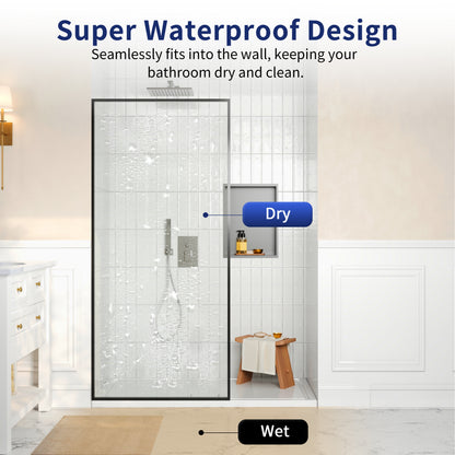 DeerValley DV-1SD0409B08 34" W x 74" H Fixed Glass Shower Screen, Bathroom Shower Glass Door with 5/16" Clear SGCC Tempered Glass Panel, Reversible Installation，Matte Black