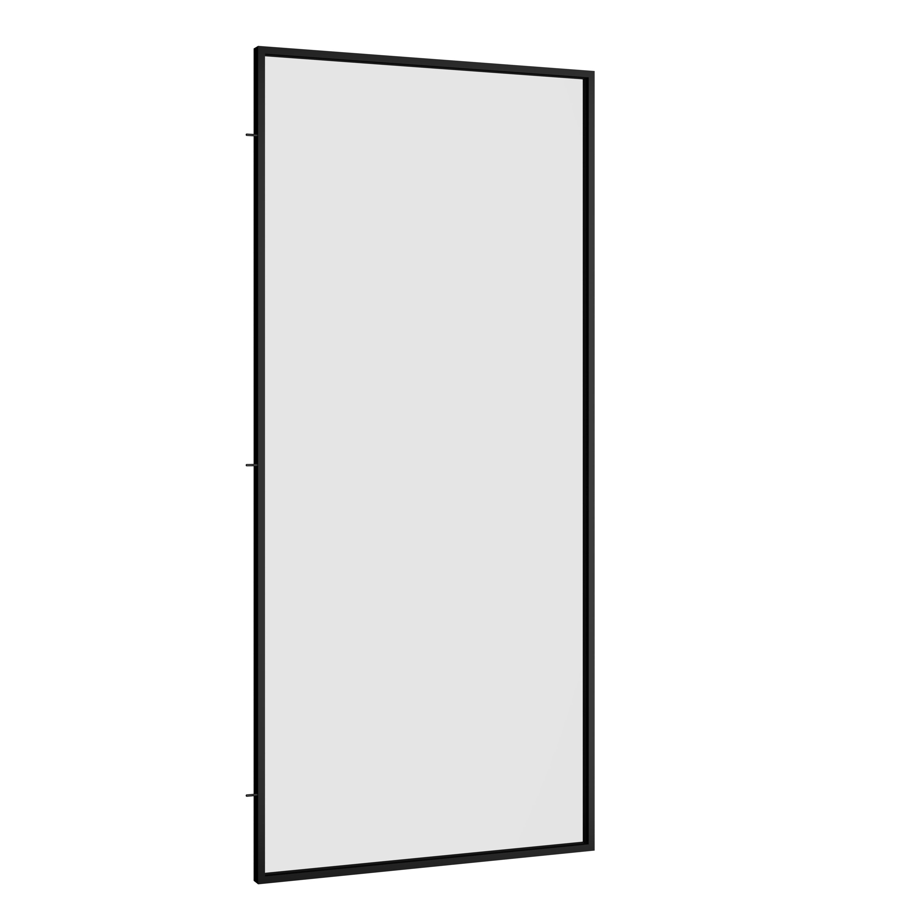 DeerValley DV-1SD0409B08 34" W x 74" H Fixed Glass Shower Screen, Bathroom Shower Glass Door with 5/16" Clear SGCC Tempered Glass Panel, Reversible Installation，Matte Black