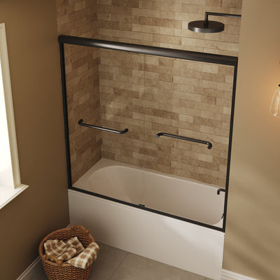 57" - 60" W x 58" H Double Sliding Semi-Frameless Tub Shower Door with 1/4" Tempered Clear Glass