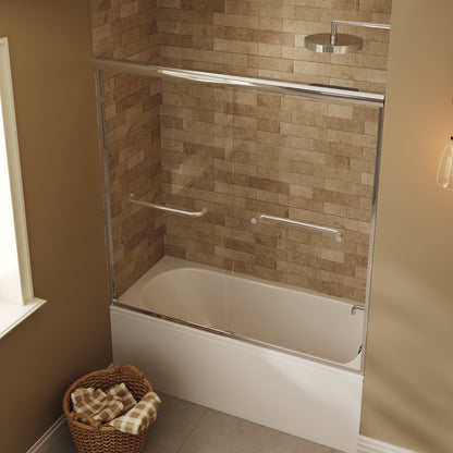 57" - 60" W x 58" H Double Sliding Semi-Frameless Tub Shower Door with 1/4" Tempered Clear Glass