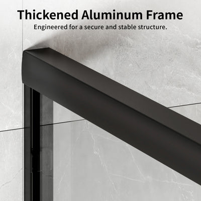 DeerValley DV-1SD0412B06 56" - 60" W x 60" H Framed Double Sliding Tub Door, Bypass Sliding Bathtub Shower Door with 1/4" Clear Tempered Glass, Aluminum Frame with Stainless Steel Towel Bar, Matte Black