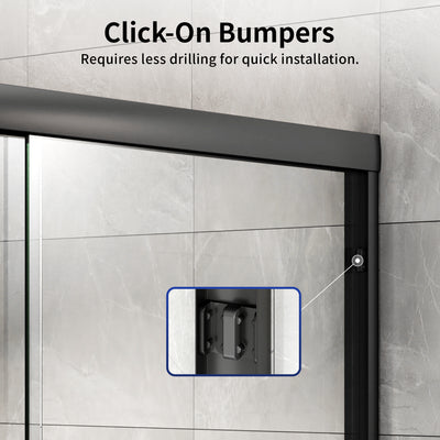 DeerValley DV-1SD0412B06 56" - 60" W x 60" H Framed Double Sliding Tub Door, Bypass Sliding Bathtub Shower Door with 1/4" Clear Tempered Glass, Aluminum Frame with Stainless Steel Towel Bar, Matte Black
