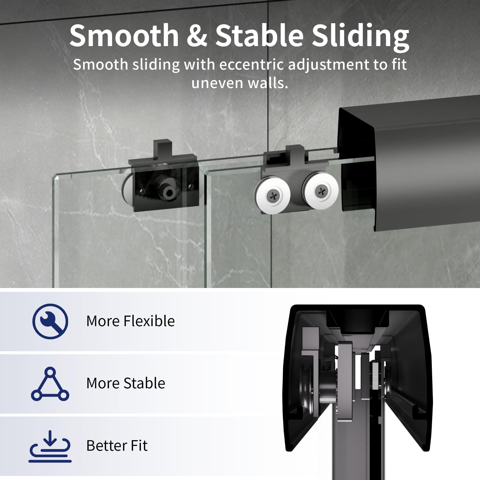 DeerValley DV-1SD0412B06 56" - 60" W x 60" H Framed Double Sliding Tub Door, Bypass Sliding Bathtub Shower Door with 1/4" Clear Tempered Glass, Aluminum Frame with Stainless Steel Towel Bar, Matte Black