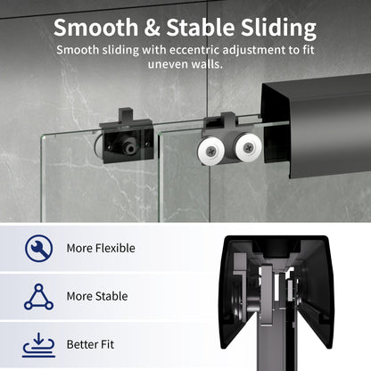 DeerValley DV-1SD0412B06 56" - 60" W x 60" H Framed Double Sliding Tub Door, Bypass Sliding Bathtub Shower Door with 1/4" Clear Tempered Glass, Aluminum Frame with Stainless Steel Towel Bar, Matte Black