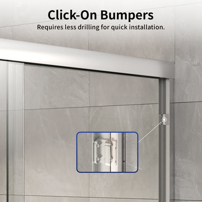 DeerValley DV-1SD0412B06 56" - 60" W x 60" H Framed Double Sliding Tub Door, Bypass Sliding Bathtub Shower Door with 1/4" Clear Tempered Glass, Aluminum Frame with Stainless Steel Towel Bar, Matte Black