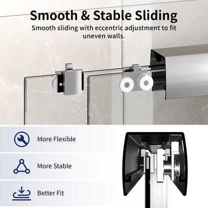 DeerValley DV-1SD0412B06 56" - 60" W x 60" H Framed Double Sliding Tub Door, Bypass Sliding Bathtub Shower Door with 1/4" Clear Tempered Glass, Aluminum Frame with Stainless Steel Towel Bar, Matte Black