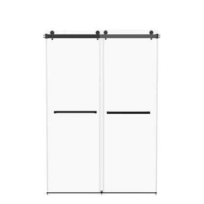 76×48" Frameless Dual-Sliding Shower Door with 5/16" Tempered Glass, 304 Stainless Steel Hardware, Anti-Jump Rollers, Dual Seals, 3-Color Options