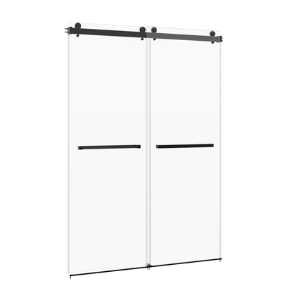 76×48" Frameless Dual-Sliding Shower Door with 5/16" Tempered Glass, 304 Stainless Steel Hardware, Anti-Jump Rollers, Dual Seals, 3-Color Options