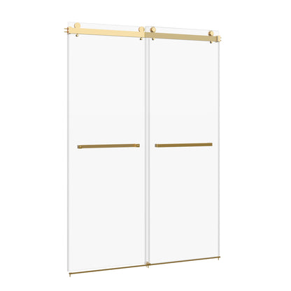 76×48" Frameless Dual-Sliding Shower Door with 5/16" Tempered Glass, 304 Stainless Steel Hardware, Anti-Jump Rollers, Dual Seals, 3-Color Options