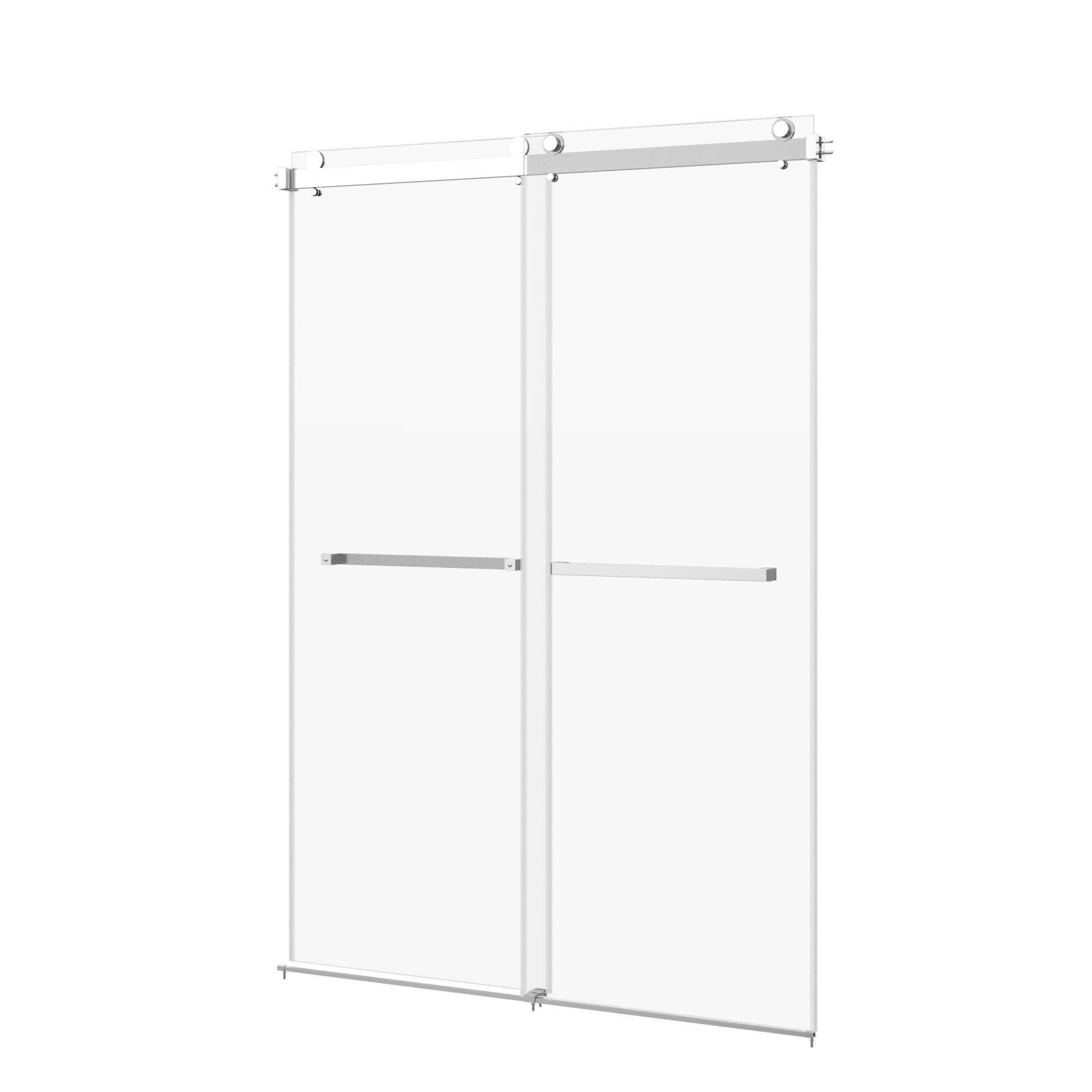 76×48" Frameless Dual-Sliding Shower Door with 5/16" Tempered Glass, 304 Stainless Steel Hardware, Anti-Jump Rollers, Dual Seals, 3-Color Options