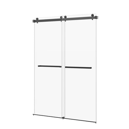 76×48" Frameless Dual-Sliding Shower Door with 5/16" Tempered Glass, 304 Stainless Steel Hardware, Anti-Jump Rollers, Dual Seals, 3-Color Options