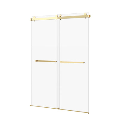 Deervalley DV-1SD0446B 76×48" Frameless Dual-Sliding Shower Door with 5/16" Tempered Glass, 304 Stainless Steel Hardware, Anti-Jump Rollers, Dual Seals, 3-Color Options