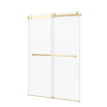 76×48" Frameless Dual-Sliding Shower Door with 5/16" Tempered Glass, 304 Stainless Steel Hardware, Anti-Jump Rollers, Dual Seals, 3-Color Options