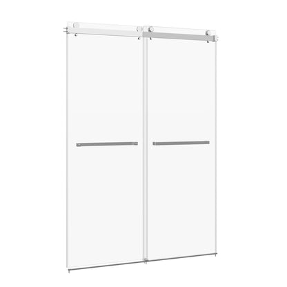 76×48" Frameless Dual-Sliding Shower Door with 5/16" Tempered Glass, 304 Stainless Steel Hardware, Anti-Jump Rollers, Dual Seals, 3-Color Options