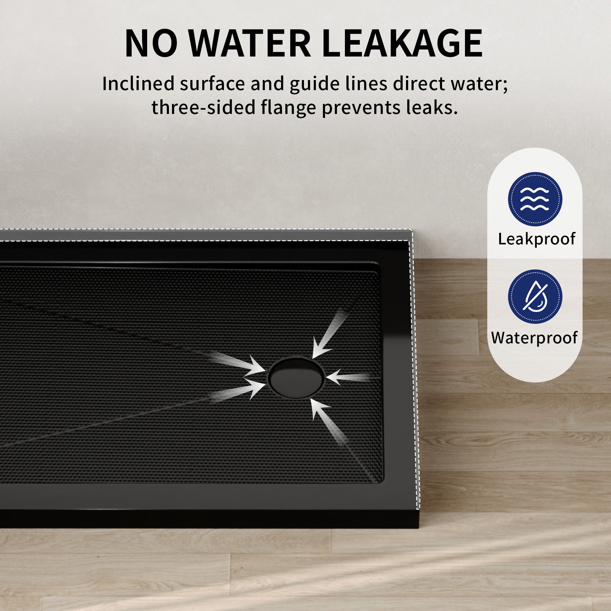 DeerValley DV-1SB0107 Shower Bases,  2-4‰ Sloped Drainage & 3-Sided Flange,Non-slip Design With Multiple Sizes