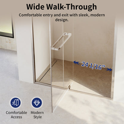 DeerValley DV-1SD0447B08/S08 44–48" W x 72" H Pivot Shower Door, Semi-Frameless Swing Bathroom Shower Door with 5/16" (8mm) Clear SGCC Tempered Glass, Magnetic Closure, Reversible Installation, Matte Black Finish