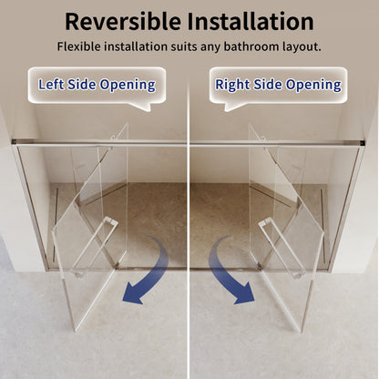 DeerValley DV-1SD0447B08/S08 44–48" W x 72" H Pivot Shower Door, Semi-Frameless Swing Bathroom Shower Door with 5/16" (8mm) Clear SGCC Tempered Glass, Magnetic Closure, Reversible Installation, Matte Black Finish