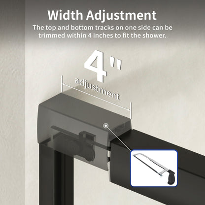 DeerValley DV-1SD0460B06 56–60" W x 72" H Double Sliding Shower Door for Walk-In Showers, Framed Bypass Door with Easy-Clean 1/4" (6mm) Tempered Glass, Durable Aluminum Frame, Matte Black