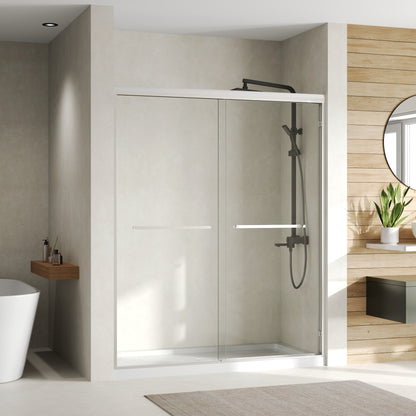 DeerValley DV-1SD0460B06 56–60" W x 72" H Double Sliding Shower Door for Walk-In Showers, Framed Bypass Door with Easy-Clean 1/4" (6mm) Tempered Glass, Durable Aluminum Frame, Matte Black