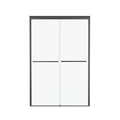 DeerValley DV-1SD0461B06 44"-48" W x 72" H Double Sliding Shower Door for Walk-In Showers, Framed Bypass Door with Easy-Clean 1/4" (6mm) Tempered Glass, Durable Aluminum Frame, Matte Black