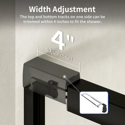 DeerValley DV-1SD0461B06 44"-48" W x 72" H Double Sliding Shower Door for Walk-In Showers, Framed Bypass Door with Easy-Clean 1/4" (6mm) Tempered Glass, Durable Aluminum Frame, Matte Black