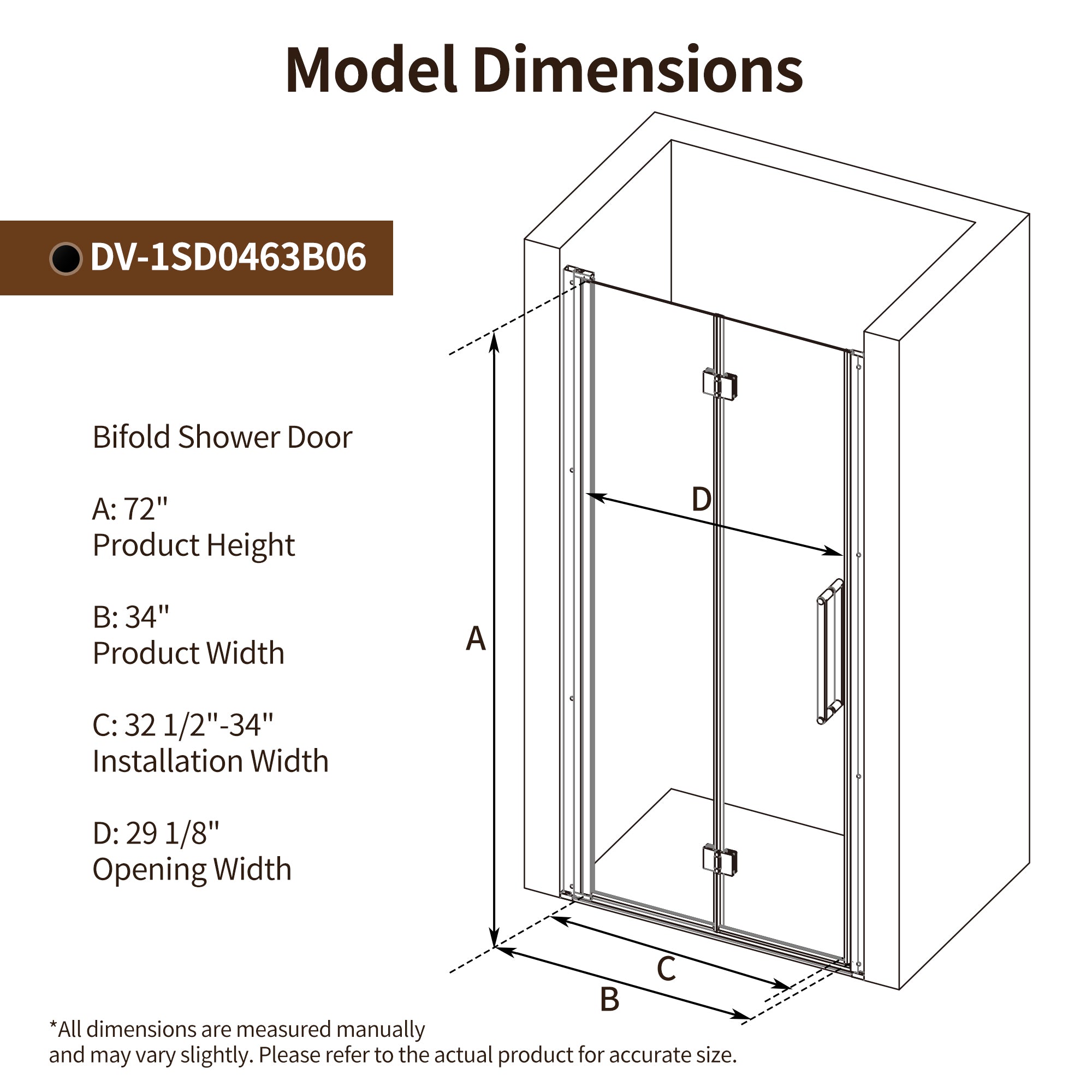 DeerValley DV-1SD0463B06 Bi-Fold Shower Door – 6mm Tempered Glass & Space-Saving