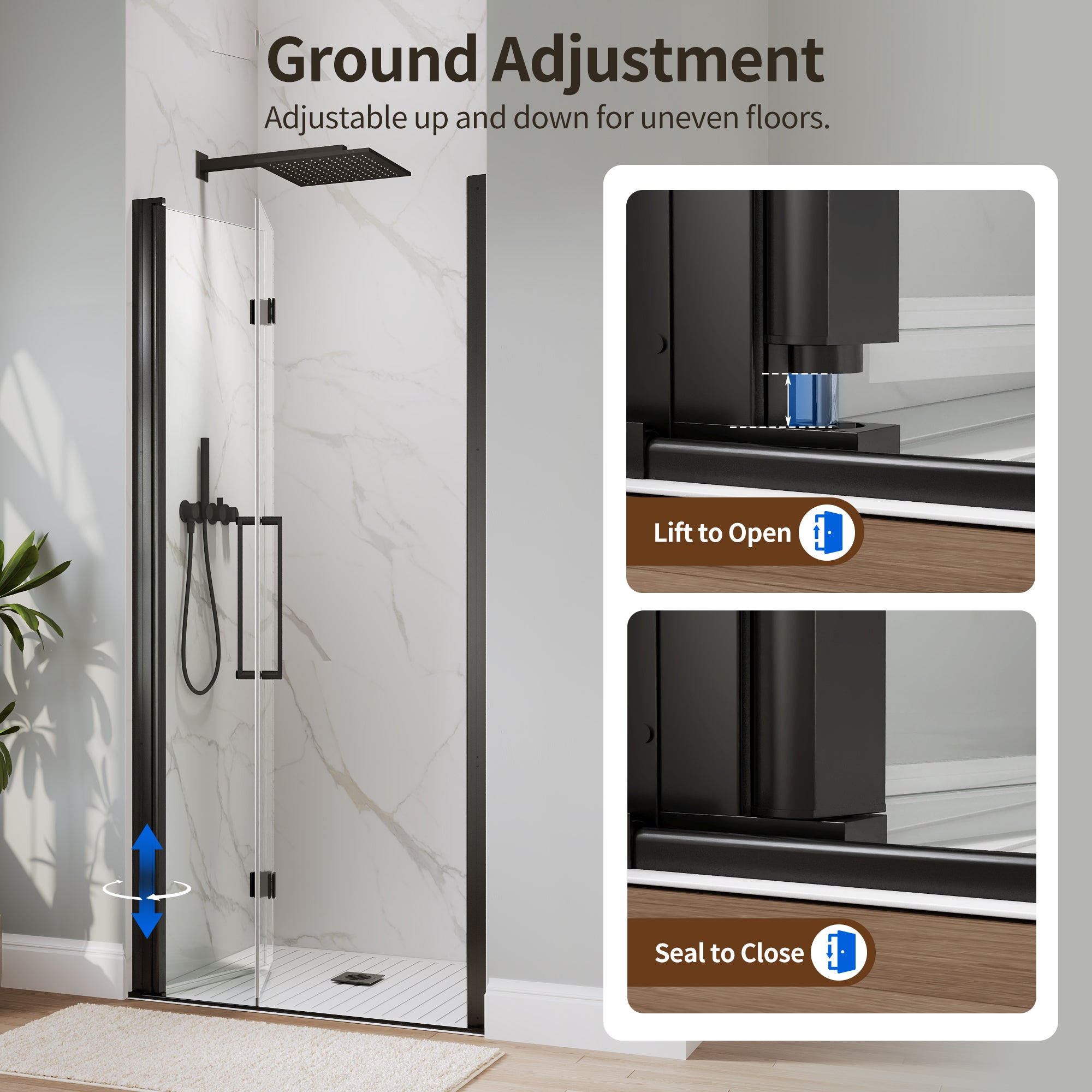 DeerValley DV-1SD0463B06 Bi-Fold Shower Door – 6mm Tempered Glass & Space-Saving