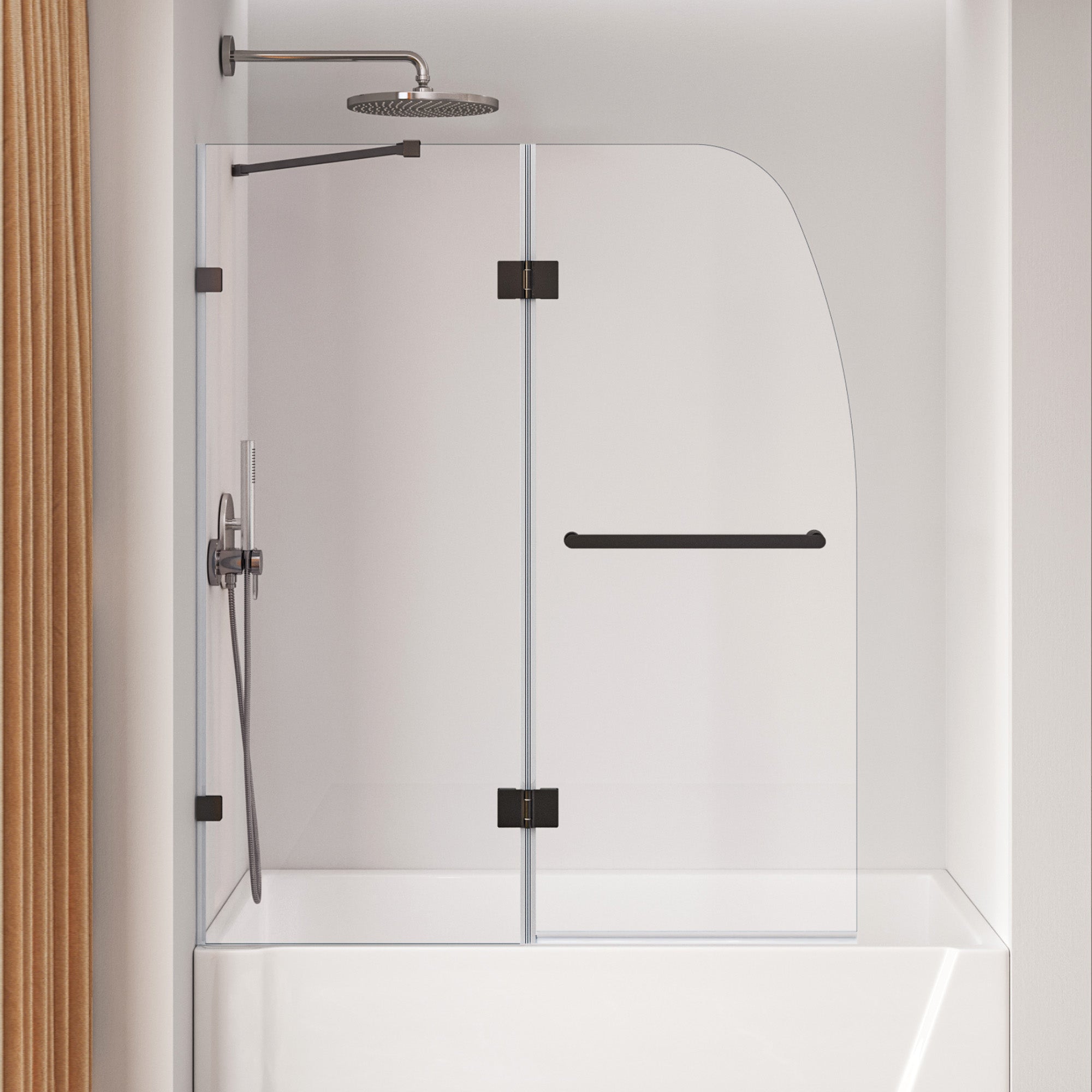 DeerValley DV-1SD0465B06 48" Frameless Bathtub Door, EasyClean & Towel Bar