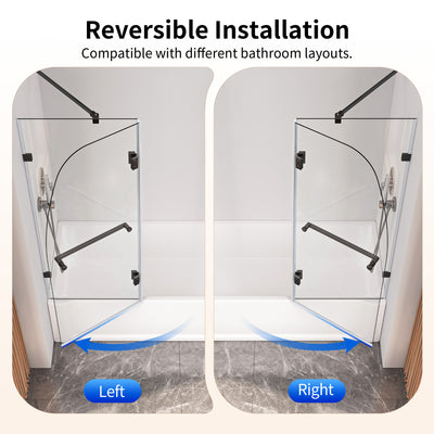 DeerValley DV-1SD0465B06 48" Frameless Bathtub Door, EasyClean & Towel Bar