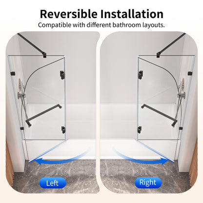 DeerValley DV-1SD0465B06 48" Frameless Bathtub Door, EasyClean & Towel Bar