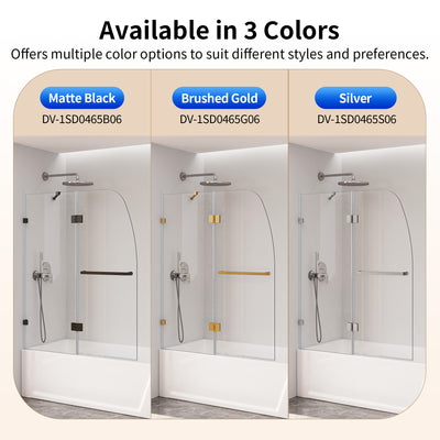 DeerValley DV-1SD0465B06 48" Frameless Bathtub Door, EasyClean & Towel Bar