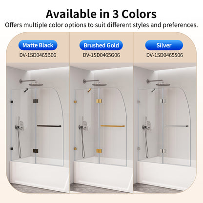 DeerValley DV-1SD0465B06 48" Frameless Bathtub Door, EasyClean & Towel Bar